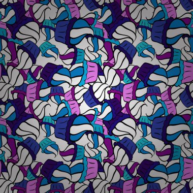 Vektör çizimi. - Stok. Beyaz desen, siyah ve mavi renkler. Sabıka fotoğraflarında, bebek kıyafetlerinde, çizimlerde, paket kutularında falan kullanılabilir. Kusursuz şirin kumaş deseni. Soyut karalama deseni.