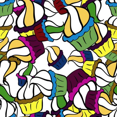 Siyah, sarı ve beyaz karalamalar. Vektör. Kusursuz bir iz. Modaya uygun kumaş deseni.