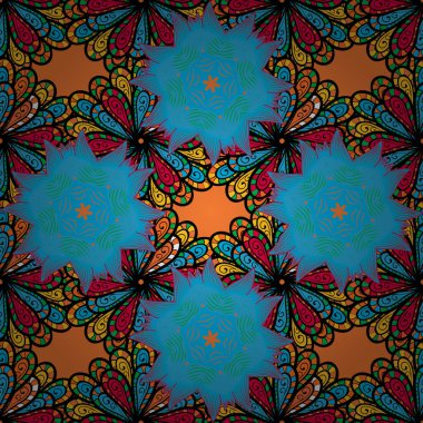 Modaya uygun kumaş deseni. Renkli Yaz Temalı Kusursuz Arkaplan. Düz Çiçek Elementleri Tasarımı. Şirin çiçek vektör deseni.