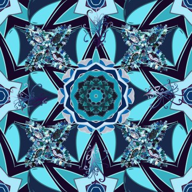 Kıyafet tasarımı, tişört tasarımları için modaya uygun bir şablon. Nakış işlemeli, dikişsiz yaz şablonu. Gri, mavi renkte yapraklar. Klasik Eylül nakışı, sonbahar yaprakları, meşe palamudu, vahşi orman..