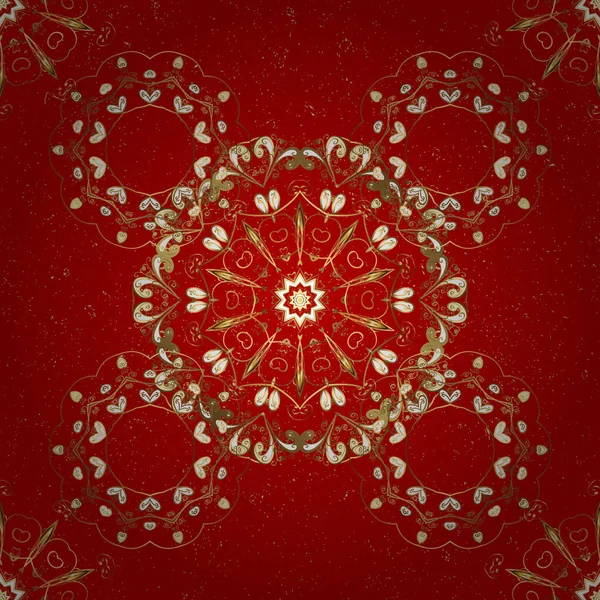 Vektor Orientalisches Ornament Goldenes Muster Muster Auf Braunen Und Roten — Stockvektor