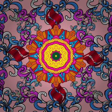 Mavi, nötr ve siyah renkte çiçekler. Vektör illüstrasyonunda kusursuz çiçek deseni.