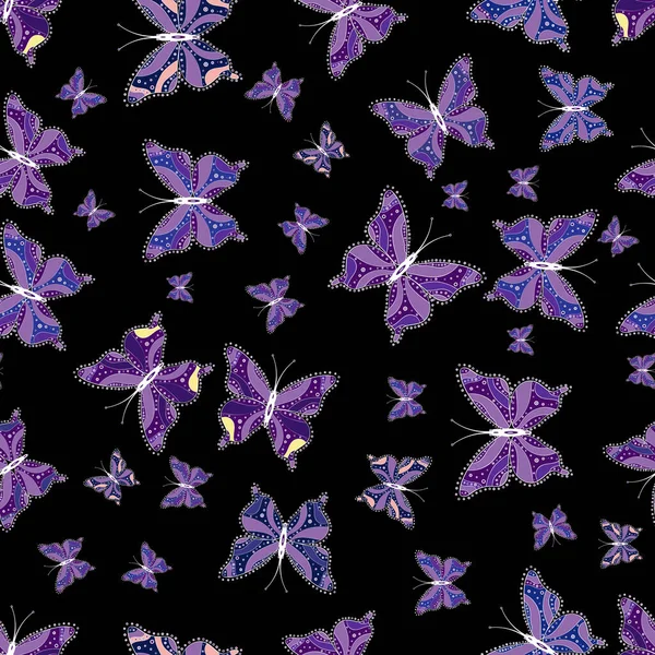 Butterfly Neutral Black Purple Background Random Neutral Black Purple Butterflies — Stock Vector