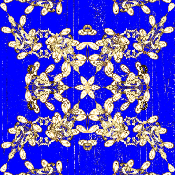 Открыть Тонкий Золотой Узор Рисунок Рисунка Голубом Белом Цветах Золотыми — стоковый вектор