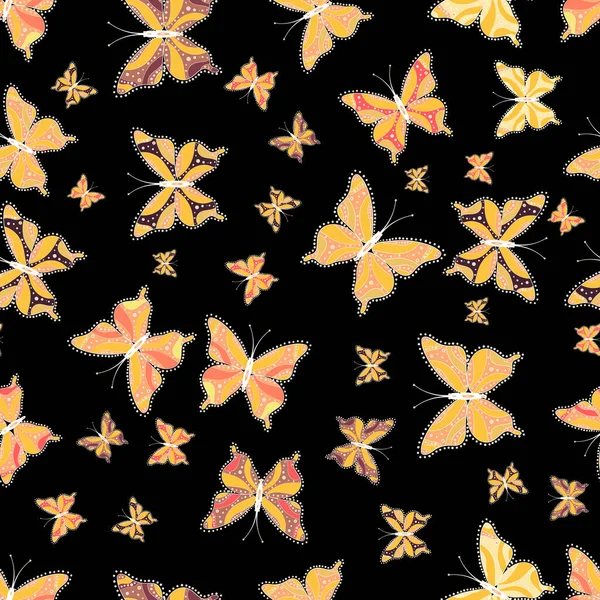 Imágenes Colores Naranja Amarillo Negro Hermosa Mariposa Vector Patrón Ilustración — Archivo Imágenes Vectoriales