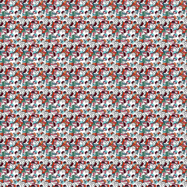 Nahtloses Muster Von Cupcakes Auf Blauem Weißem Und Rotem Hintergrund — Stockvektor