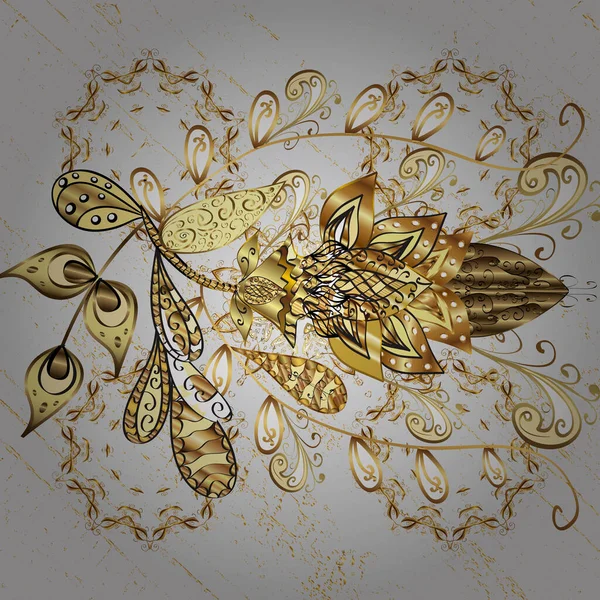 Oriental vektör klasik gri, sarı ve altın desenli. Soyut arkaplan.