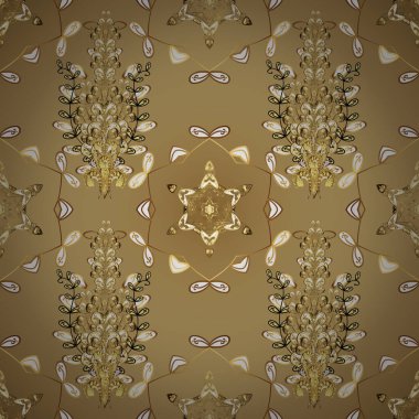 Kutlama, baskı ve kumaşın büyülü klasik şablonu. Arapça, Hintçe, Türkçe ve Osmanlıca kültür dekorasyonu. Tarafsız ve bej renklerde etnik bir süs. El çizimi vektör renksiz desen.