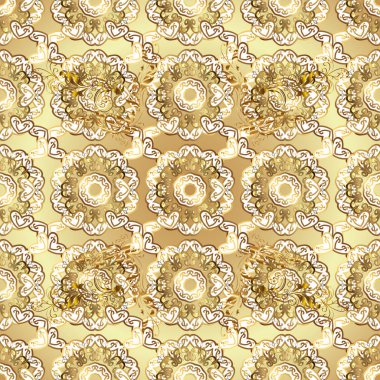 Bej ve beyaz renklerdeki altın desenli altın elementler. Vektör geometrik arkaplan. Tasarımın için, skeç. Altın renkli illüstrasyon.