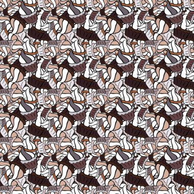 Nazik, siyah, beyaz ve nötr renklere karalamalar. El çizimi çiçek elementleri ile soyut, pürüzsüz vektör deseni.