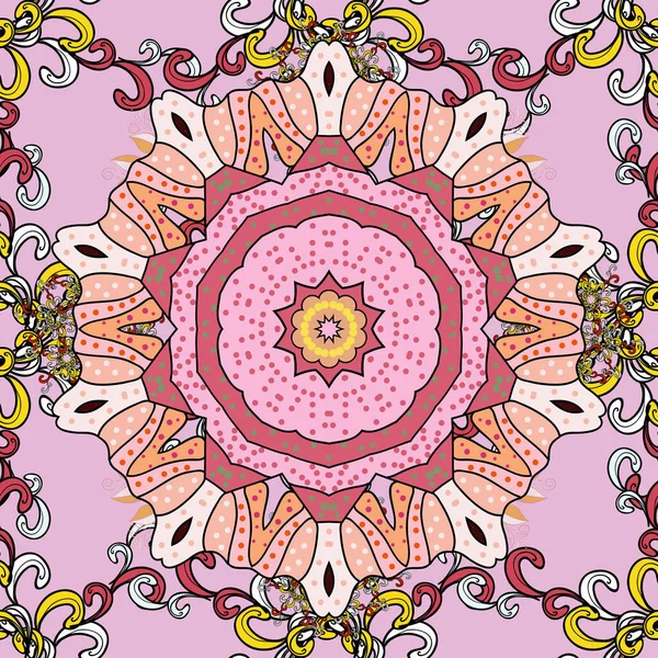 Mandala Fleur Motif Sans Couture Vector Ethnic Oriental Circle Ornament — Image vectorielle