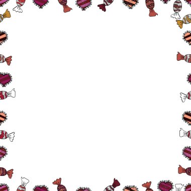 Vektör. Pembe, siyah ve beyaz renkte bir resim. El çizimi karalama çerçeveleri.