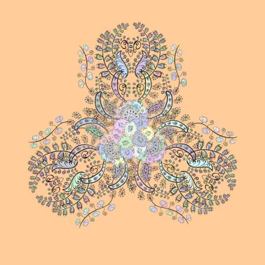 Vektör çizimi. Güzel kumaş deseni. Düz karalamalar. Çizim baskısı. Tasarım. Renklerde bej, nötr ve gri elementler.