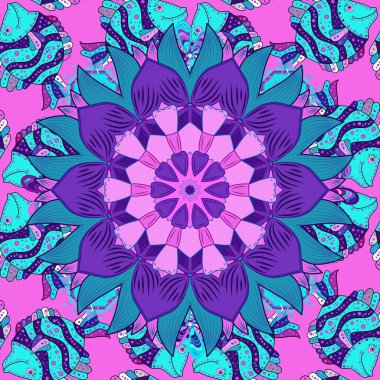 Güzel kumaş deseni. Bahar çiçekli, dikişsiz, sevimli çiçek deseni. EPS10 Vektör illüstrasyonu.