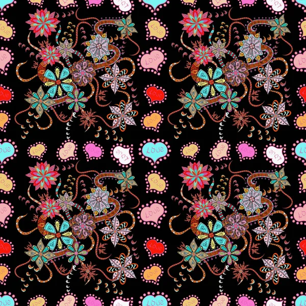 Texture Vectorielle Pour Impressions Tissu Croquis Textile Broderie Motif Floral — Image vectorielle