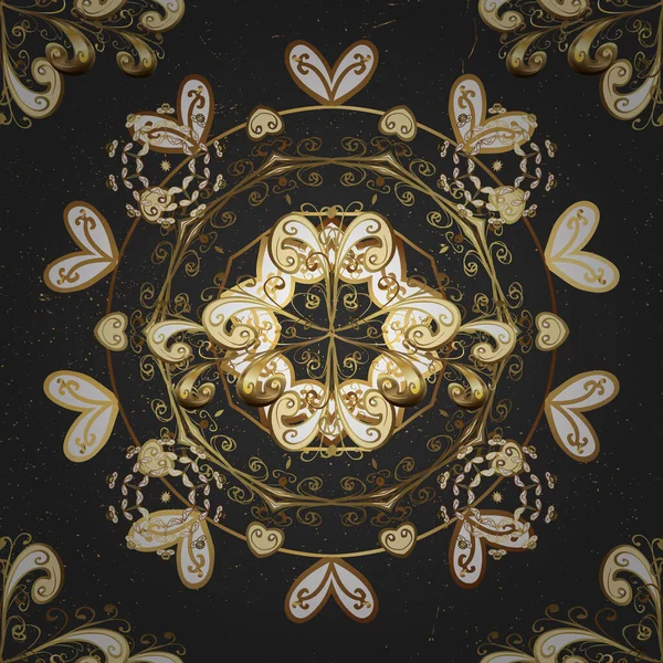 Ornamento Floreale Marrone Oro Grigio Stile Barocco Disegno Oro Sfondo — Vettoriale Stock