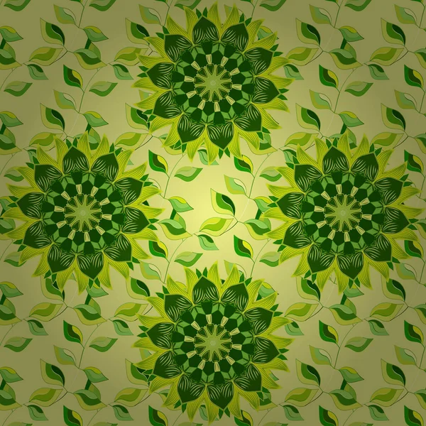 Bunte Blätter Gelben Neutralen Und Grünen Farben Vektorillustration Nahtlos Spring — Stockvektor