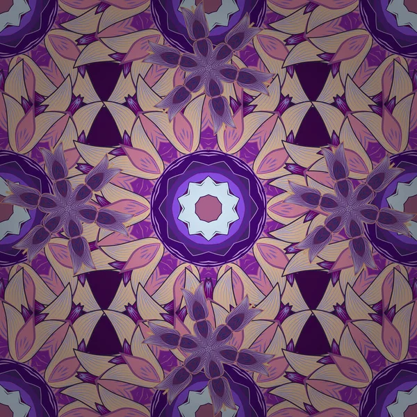 Fleurs Sur Les Couleurs Violette Beige Violet Doux Fond Floral — Image vectorielle