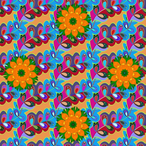 Diseño Elementos Flor Plana Diseño Fantasía Floral Sobre Fondo Brillante — Vector de stock