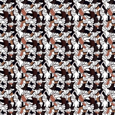 Açık kahverengi, siyah ve beyaz kapkek desenli. Sweets arka plan tasarımı. Kahverengi, siyah ve beyaz hakkında güzel bir doğum günü geçmişi var. Vektör illüstrasyonu.