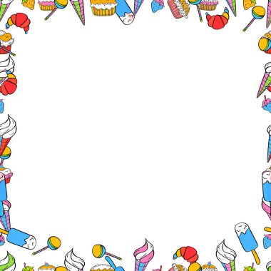 Kusursuz. Element şablonu. Çerçeve karalaması. Vektör çizimi. Beyaz, mavi ve siyah renkli resim.