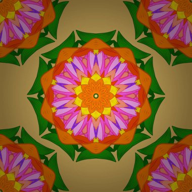 Kusursuz desen çizim, web sayfası arka planı ve yüzey dokuları için kullanılabilir. Çiçeklerle kusursuz desen. Vektör süslemeleri. Süslü zentangle dokusu, soyut çiçeklerle sonsuz desen.