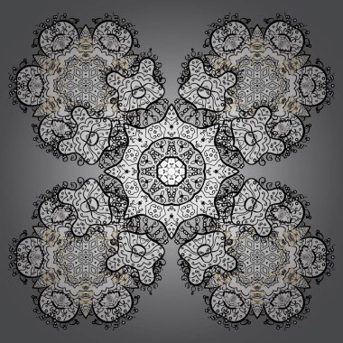 Soyut süs eşyasıyla kusursuz desen. Vektör El siyah, beyaz ve gri renkler çizdi.