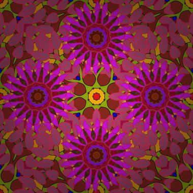 Renkli Yaz Temalı Kusursuz Arkaplan. Vektör çiçekli arka plan. Düz Çiçek Elementleri Tasarımı. Güzel, pürüzsüz bir desen. Yazdır. Şirin kumaş deseni.