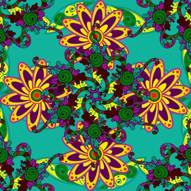 Küçük çiçekli şirin bir desen. Çiçek ve yapraklı çiçek deseni. Vektör illüstrasyonu.