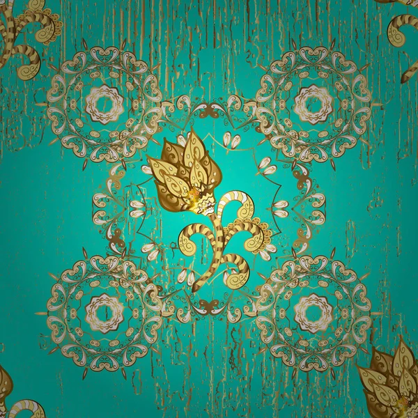 Damask Bezešvé Ozdoby Tradiční Vektor Zlatý Vzor Klasický Orientální Vzor — Stockový vektor