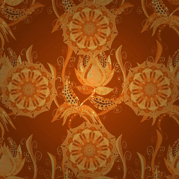 Feuilles Panachées Sur Les Couleurs Orange Jaune Beige Illustration Vectorielle — Image vectorielle