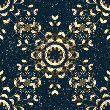 Kusursuz klasik vektör mavi, beyaz ve altın desenli. Geleneksel oryantasyon süsü. Klasik vintage arkaplan.