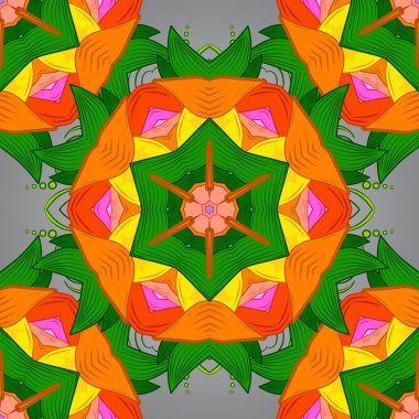 Vektör gradyan premium logotype. Biyoloji, çevre şirketi, yoga ya da kaplıca salonu için iş kimliği konsepti. Yeşil, gri ve turuncu üzerine çiçek. Mandala logosu.