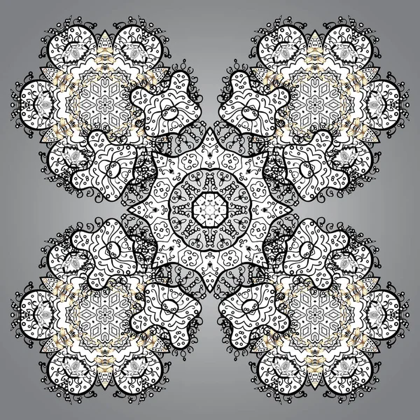 Plantilla Cupón Regalo Vectorial Con Adorno Mandala Colores Gris Blanco — Archivo Imágenes Vectoriales