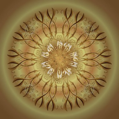 Kusursuz altın desen. Altın elementlerle bej ve sarı renklerde kusursuz desen. Vektör oryantal süsü.