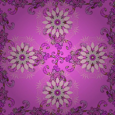 Mor, pembe ve nötr renklerde çiçekler. Çiçekli karalama şeklinde vektör deseni. Nazik, sevimli çiçek arkaplanı..