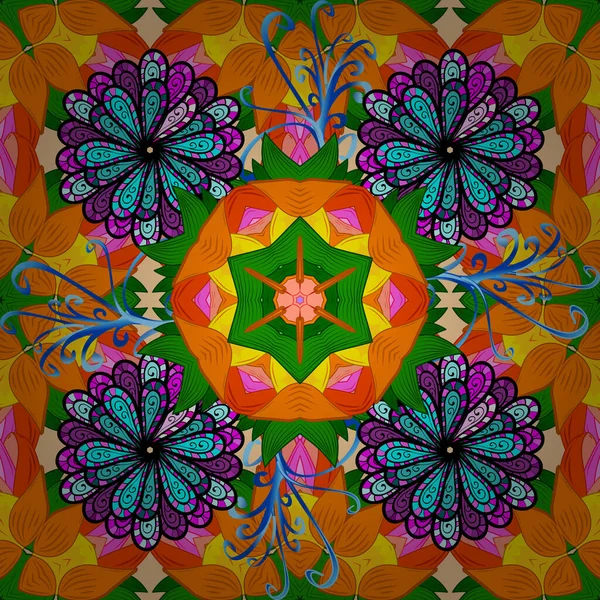 Vektorblumiger Hintergrund Drucken Farbe Sommer Theme Nahtlose Muster Hintergrund Flache — Stockvektor