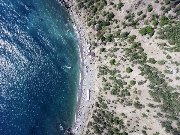 Gökten, dron görüntüleri, Balaklava, Crimea bir plaj