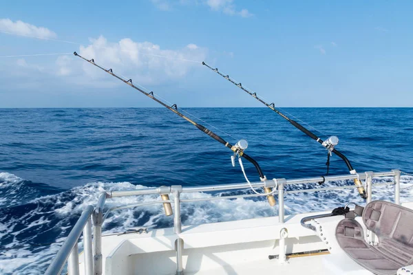 Pesca desportiva em alto mar com varas e bobinas Fotos De Bancos De Imagens