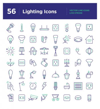 Aydınlatma satır Icons Set