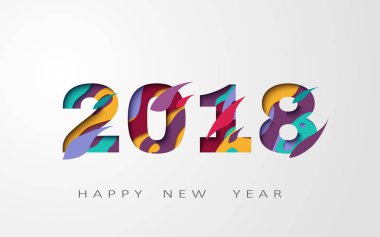 2018 mutlu yeni yıl, soyut tasarım 3d, vektör çizim