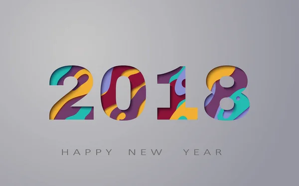 2018 felice anno nuovo, disegno astratto 3d, illustrazione vettoriale — Vettoriale Stock