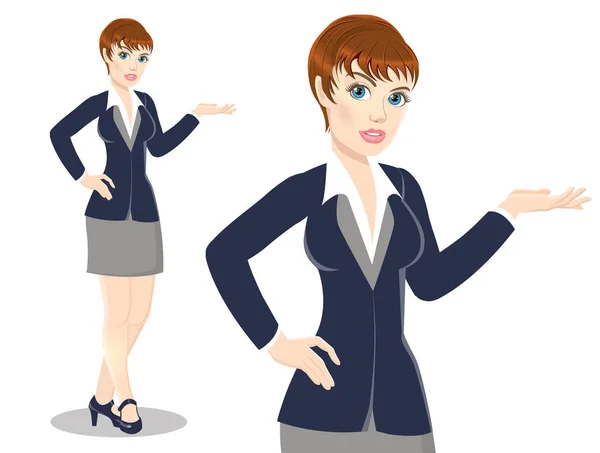 Business Woman Full Length OverVector Illustration — Stock Vector