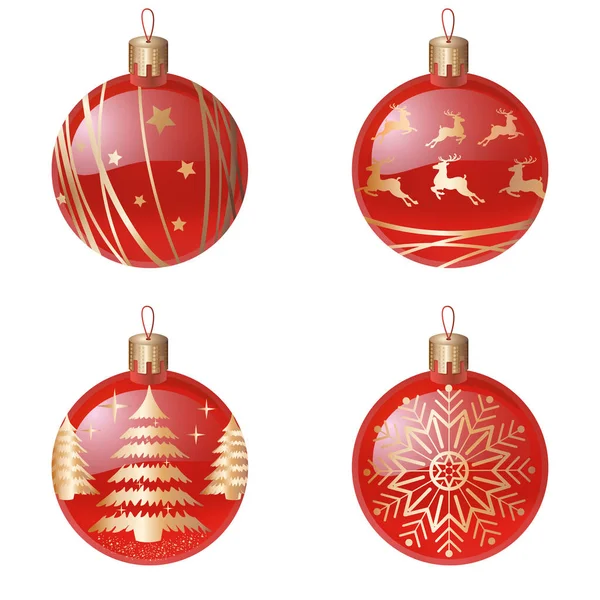 Beyaz arkaplan vektör illüstrasyon setine izole edilmiş Noel ağacı süslemeleri. Kış Tatilleri ve Kutlamalar konsepti.