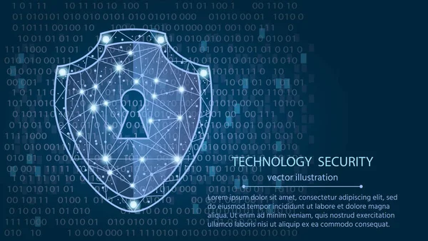 Siber güvenlik kavramı: dijital veri background.vector resimde üzerinde kalkan