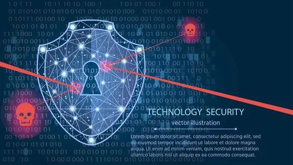 Siber güvenlik kavramı: dijital veri background.vector resimde üzerinde kalkan