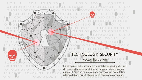 Sistem koruması. Siber güvenlik kavramı: dijital veri background.vector resimde üzerinde kalkan