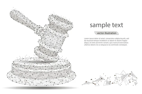 Projekt streszczenie młot sędziego, w postaci linii i kropek na białym tle z miejsca na tekst. ilustracja wektorowa — Wektor stockowy