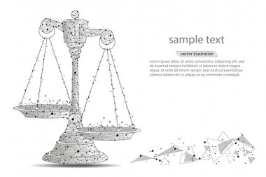 Adaletin terazisi. Ölçekler, çizgiler ve noktalar metin için yer ile beyaz bir arka plan üzerinde şeklinde soyut tasarımı. Vektör çizim