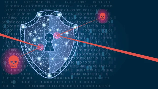 Cyber sikkerhedskoncept: Skjold på digital data baggrund. illustration - Stock-foto
